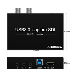 SDI USB 3.0 Video Audio Capture Card with SDI/HD Loop out Grabber For Broadcast - Afbeelding 1 van 8