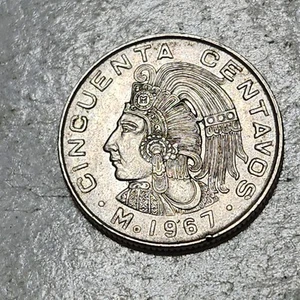MÉXICO 🇲🇽 FIFTY (50) CENTAVOS COIN 1967 - Picture 1 of 2