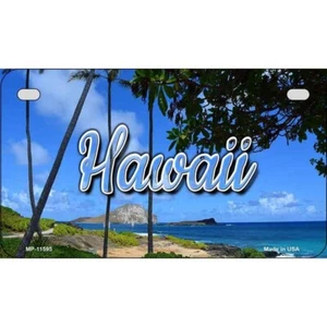 Hawaii Palm Trees Novelty Metal Motorcycle Plate - Picture 1 of 1