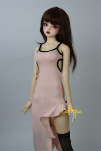 1/3 SD BJD Doll Clothes Outfit Knitted Sling Long Dress Wave Hem Pink Sexy LUTS