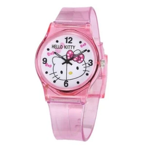Niñas Niños HELLO KITTY QUARTZ ANALOG Fashion WATCH Pink Silicone Band NUEVO! - Imagen 1 de 2