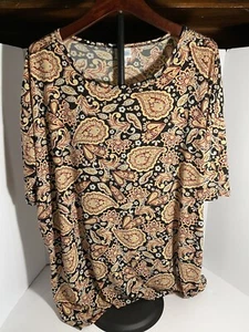 LuLaRoe Ladies Large Tunic Top Browns , Black , Rust And Aqua Paisley Print - Picture 1 of 10