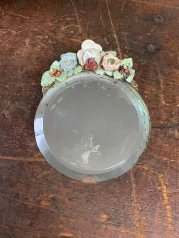Victorian Vanity Mirror, Molded Floral Bouquet Hand Painted  Country Romantic Cover