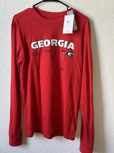 Nike Men’s Small Georgia Bulldogs Performance Long Sleeve T-Shirt Red NWT - Picture 1 of 6