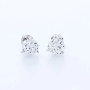 PENDIENTES CLÁSICOS DE 3 PUNTAS ORO BLANCO 14K CORTE REDONDO H/SI2 DIAMANTES NATURALES 1,9 CTW - Imagen 1 de 12