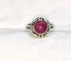 925 STERLING SOLID SILVER  RING SZ 4-10 NATURAL RUBY STAR CABOCHON GEMSTONE