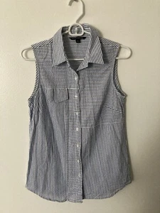 Zac and Rachel Blue White Striped Blouse Cotton Womens Small - Picture 1 of 6