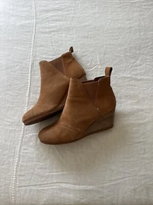 TOMS Women's Seville Sandals Ankle Bootie High Heel Leather Tan Size 9W - Picture 1 of 13