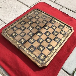 19th C Antique Chinese Export Lacquer Chess Backgammon Game Box Folding Art WOW - Picture 1 of 12