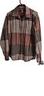 ESPRIT Mens Striped Button Down Shirt Large Maroon Work Weekend Long Sleeves 