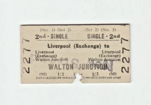 Railway Ticket British Rail Liverpool Exchange to Walton Junction 1968 - Picture 1 of 2