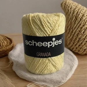 Hilo de tejer vintage Scheepjes GRANADA NUEVO CON ETIQUETAS amarillo claro de algodón - Imagen 1 de 3