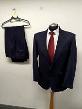 CROMBIE SUIT 2PC NAVY STRIPED  PURE NEW WOOL 40R TRS W36 L30