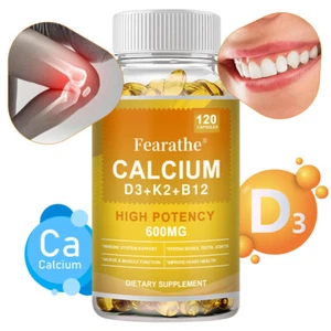 Cápsulas de calcio D3+K2+B12, apoya la salud cardíaca, articular, ósea e inmune - Imagen 1 de 13