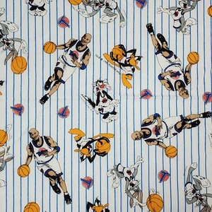 Michael Jordan, Bugs Bunny, Daffy Duck Cotton Fabric 26" x 38" SPACE JAM 1996 - Picture 1 of 3