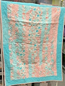 Homemade Flannel Baby Girl Crib Quilt Blanket with birds - Picture 1 of 7