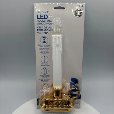 GE StayBright Flickering LED Window Candle Gold Battery Operated With Timer - Image 1 of 2