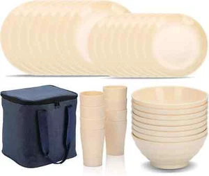 Evanda Set di Stoviglie in Plastica 32 Pezzi per 8 Persone con Borsa Organizer Portatile - Foto 1 di 8