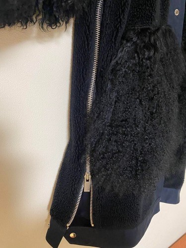 Cappotto pelliccia Sacai taglia 1 zip blu navy