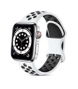 Silicone Breathable Sport Band for Apple Watch 7/6/5/4/3/2/1 - Picture 1 of 6