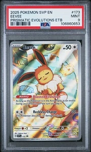 2025 Pokemon SVP EN Prismatic Evolutions ETB #173 Eevee PSA 9 - Bild 1 von 2