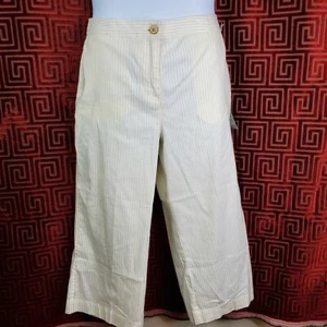 Chicos Linen Cotton Crop Pants Size 12 Hammock Pin Stripe Lynnell Summer Resort - Picture 1 of 7