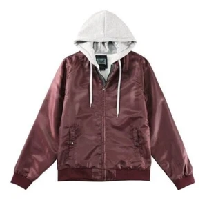 Beautiful Giant Jacket Men's XL Burgundy Windbreaker Hooded Coat Drawstring - Picture 1 of 12