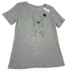 Banana Republic Factory Grey Frenchie T-Shirt woman’s size S novelty dog shirt - Picture 1 of 13