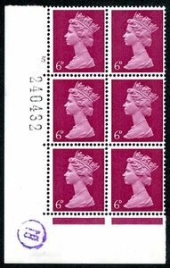 U18 (1) 6D hell rötlich lila PVA Kopf A 9,5 mm Bänder Zyl 5 ohne Punkt Perf A - Bild 1 von 1