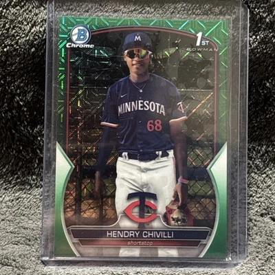 HENDRY CHIVILLI 2023 BOWMAN CHROME 1ST MEGA BOX GREEN TWINS /99 Q0M-468 - Image 1 of 3