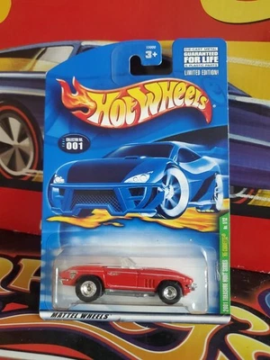 Hot Wheels 2001 Treasure Hunt #1/12 1965 '65 Corvette in Red with Real Riders - Image 1 of 4