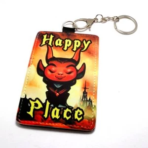 Happy Place chibi demonio diablo, tarjeta de identificación, llavero billetera - Imagen 1 de 3
