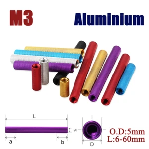 M3 Aluminum Alloy Long Hex Nuts Hexagon Threaded Standoff Spacers Connector Stud - Picture 1 of 8