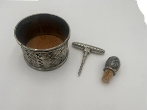 Vintage Godinger Silber Art Co. Weinflaschenhalter/Korkstopfen/Flaschenöffner - Bild 1 von 8