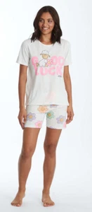 pigiama manica corta pantalone corto cotone da donna HAPPY PEOPLE bianco rosa - Foto 1 di 3