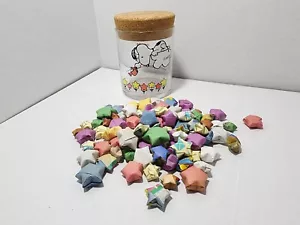 Contenitore barattolo vetro Snoopy & Woodstock origami Lucky Star con coperchio in sughero Schulz 1965 - Foto 1 di 22