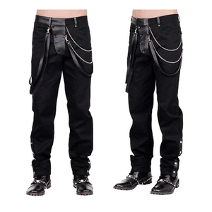 Pantalón de vapor Steampunk vintage para hombre gótico negro gens - Imagen 1 de 6