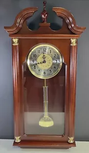 Hermle Regulator Wall Clock Quartz Movement Cherry Finished Vintage - Picture 1 of 18