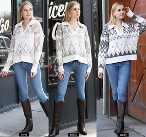 ComfyLuxe Tribal Pattern Pullover Sweater - Picture 1 of 17