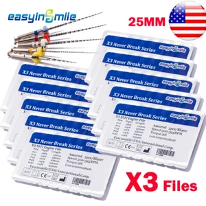 10PK Dental Rotary Files X3 Endodontic NITI Root Canal Curved file 25MM no break - Picture 1 of 19