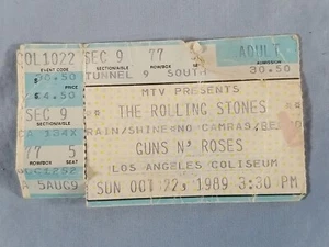 October 10-22-89 1989 Rolling Stones/Guns N Roses Ticket Stub Los Angeles CA - Picture 1 of 2