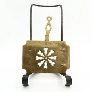 English Victorian Trivet Wrought Iron and Brass for Range Cooker or Fire Grate - Picture 1 of 15