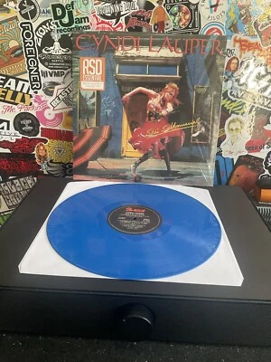 CYNDI LAUPER She’s So Unusual VG++ BLUE VINYL W/HYPE STICKER  - Image 1 of 2