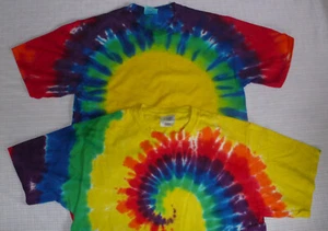 Two Adult Tie Dyed T-Shirts Size M 2 Cotton  Unique Multicolored By Port & Co - Picture 1 of 4