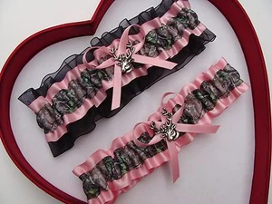 NEW Mossy Oak Camouflage Camo Baby Light Pink Black  Wedding Garter Prom Deer  - Picture 1 of 2