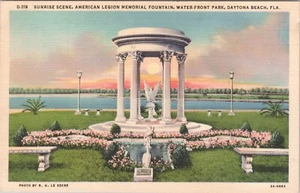 Postkarte Sonnenaufgang American Legion Memorial Fountain Waterfront Daytona Beach FL - Bild 1 von 2