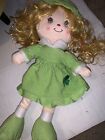 Irish farmyard friends girl doll green shamrock clover dress