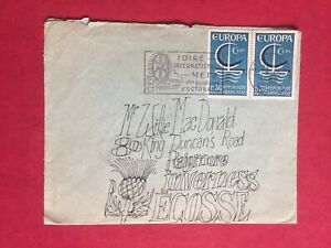 France 1966 Cover Europa Ship stamp SG1725 30c pair hand illustrated to Scotland