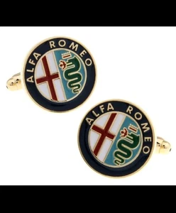 Gold Alfa Romeo Manschettenknöpfe formelle Kleidung für Hemd Anzug Sportwagen Logo  - Bild 1 von 1