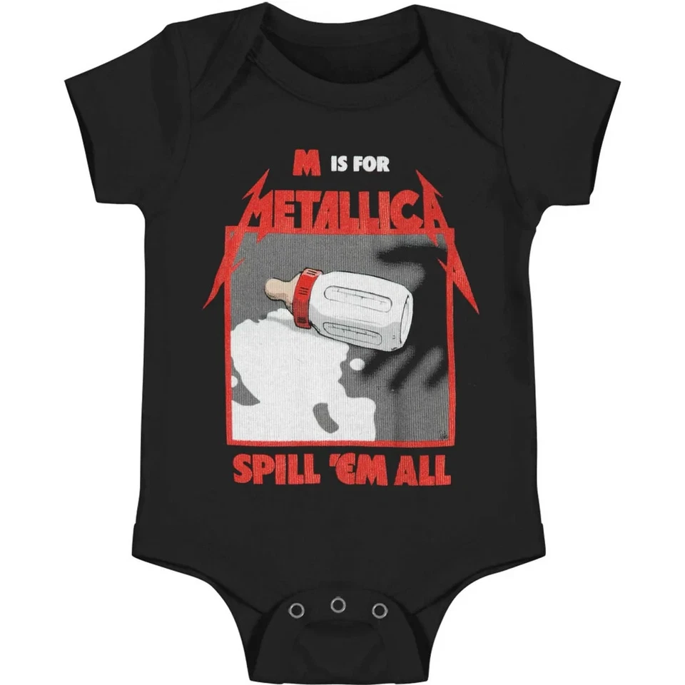 FEA Metallica Inspired Spill Em All Black Strampler Body Metallica Strampler Suit